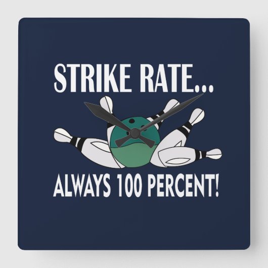 ボーリングピンボールストライクチーム スクエア壁時計 (正面)