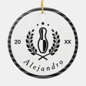 ボーリングピンロゴ&名前をカスタムする年スポーツテーマ セラミックオーナメント (裏面)