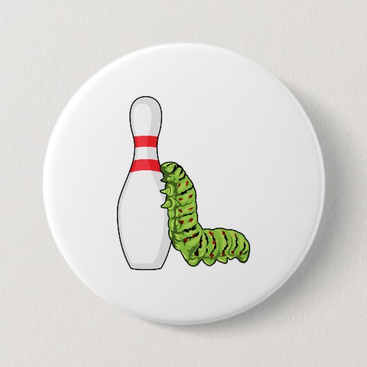 ボーリングピン付きボーリングの軌跡 缶バッジ (正面)