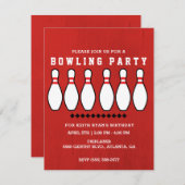 ボーリングピン誕生日パーティー 招待状 (正面/裏面)
