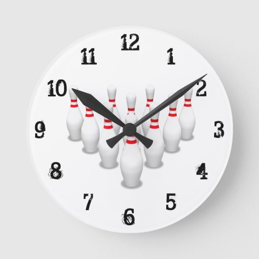 ボーリングピン:壁時計 ラウンド壁時計 (正面)