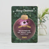 ボーリングファンのパーソナライズなオーナメントのクリスマスカード サンキューカード (スタンド正面)