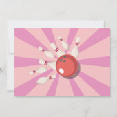 ボーリングフォトストライクおもしろいボウルピンクガールズ誕生日 招待状 (裏面)