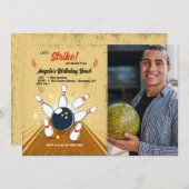 ボーリングフォト誕生日招待状 招待状 (正面/裏面)