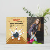 ボーリングフォト誕生日招待状 招待状 (スタンド正面)