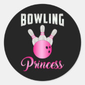 ボーリングプリンセスガールクイーンボウルボウリングをする人、 クリケットの投手おもしろいギフト ラウンドシール (正面)