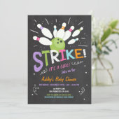 ボーリングベビーシャワー招待状ピンクパープルガール 招待状 (スタンド正面)