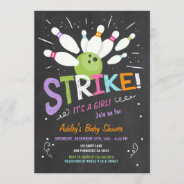 ボーリングベビーシャワー招待状ピンクパープルガール 招待状