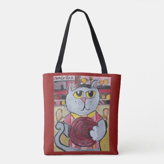 ボーリングペットフォークアートおもしろいかわいいスポーツ絵を描ズ トートバッグ (裏面)