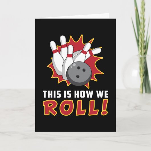 ボーリングボウリングをする人、 クリケットの投手ストライクスポーツチームのボウルおもしろいギフト カード (正面)