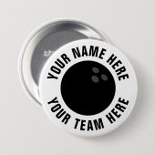 ボーリングボタンとカスタムチーム名 缶バッジ (正面&裏面)