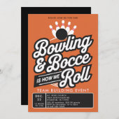 ボーリングボッチェチーム建物教会ビジネスオレンジ 招待状 (正面/裏面)