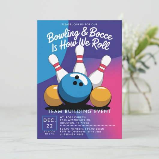 ボーリングボッチェチーム建物教会ビジネスブライト 招待状 (スタンド正面)