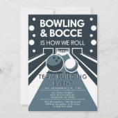 ボーリングボッチェチーム建物教会ビジネスブルー 招待状 (正面)