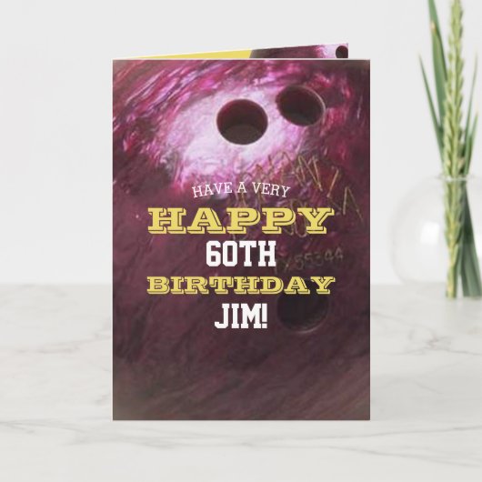 ボーリングボールあなたの名前と年の誕生日を追加 カード (正面)