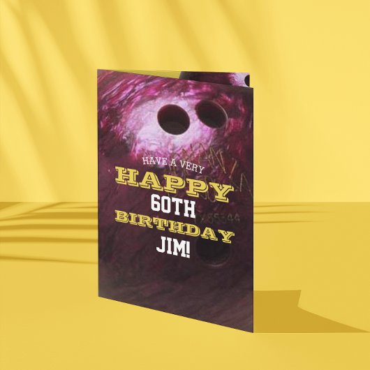 ボーリングボールあなたの名前と年の誕生日を追加 カード