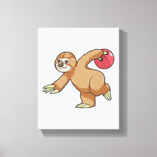 ボーリングボールでボーリングを投げる キャンバスプリント (正面)