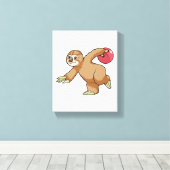 ボーリングボールでボーリングを投げる キャンバスプリント (インサイチュ (ウッドフロア))