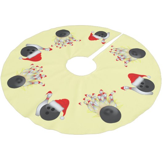 ボーリングボールとピンクリスマス ブラッシュドポリエステルツリースカート (アングル)