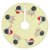 ボーリングボールとピンクリスマス ブラッシュドポリエステルツリースカート (正面)