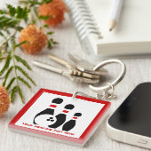 ボーリングボールとピン黒と赤 キーホルダー (正面右)