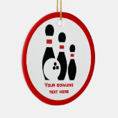 ボーリングボールとピン黒の赤カスタムいボール セラミックオーナメント (右)