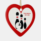 ボーリングボールとピン黒の赤カスタムいボール セラミックオーナメント (右)