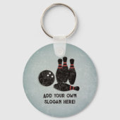 ボーリングボールとピン – 前後にテキストを追加 キーホルダー (正面)