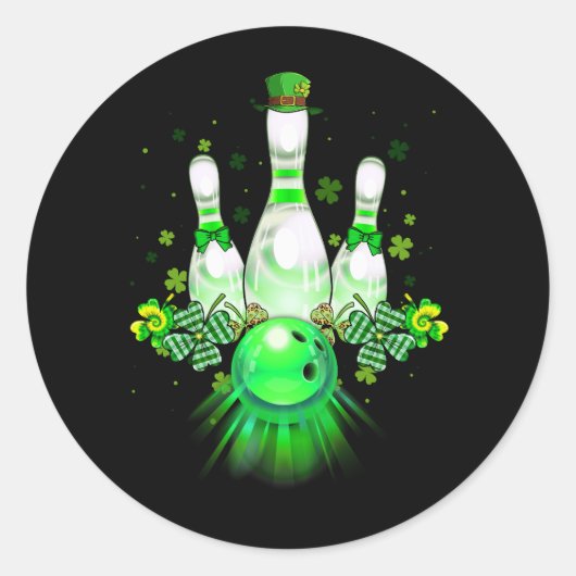ボーリングボールシャムロックレプレシャンSt patricks dayB ラウンドシール (正面)