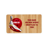 ボーリングボールシューズ及びその名前をカスタムする付きピン ラベル (正面)