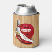 ボーリングボールシューズ及びその名前をカスタムする付きピン 缶クーラー (缶正面)