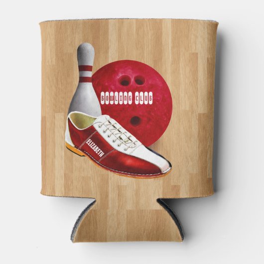 ボーリングボールシューズ及びその名前をカスタムする付きピン 缶クーラー (正面)