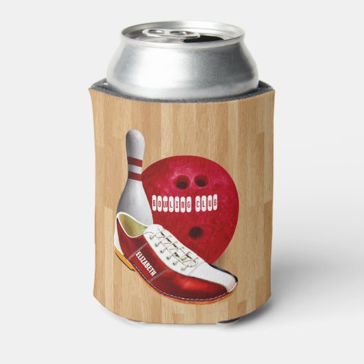 ボーリングボールシューズ及びその名前をカスタムする付きピン 缶クーラー (缶裏面)