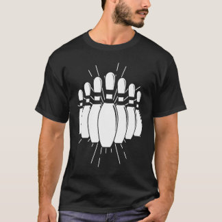 ボーリングボールピンボウリングをする人、 クリケットの投手ストライクチームボーリングアレー Tシャツ
