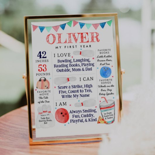 ボーリングボールマイルストーン統計バースデーパーティー ポスター