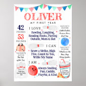 ボーリングボールマイルストーン統計バースデーパーティー ポスター (正面)