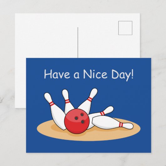 ボーリングボール打ち上げスキットルパーソナライズ シーズンポストカード (正面/裏面)