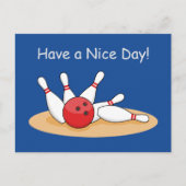 ボーリングボール打ち上げスキットルパーソナライズ シーズンポストカード (正面)