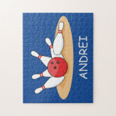 ボーリングボール打ち上げスキットルパーソナライズ ジグソーパズル (縦)