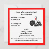 ボーリングボール、靴、ピンアフターゲームパーティー 招待状 (裏面)