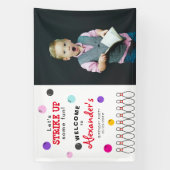 ボーリングモダン誕生日パーティー歓迎の看板バナー 横断幕 (縦)