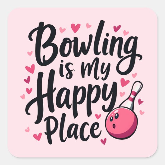 ボーリングラバーカワイイレトロエステティックスポーツデザイン スクエアシール (正面)