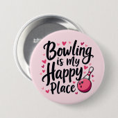 ボーリングラバーカワイイレトロエステティックスポーツデザイン 缶バッジ (正面&裏面)