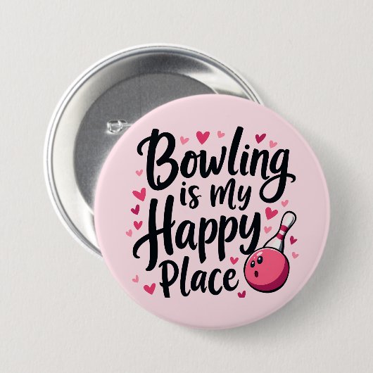 ボーリングラバーカワイイレトロエステティックスポーツデザイン 缶バッジ (正面&裏面)