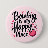 ボーリングラバーカワイイレトロエステティックスポーツデザイン 缶バッジ (正面)