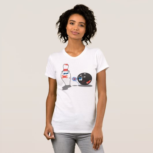 ボーリングラブボールとピン Tシャツ (正面フル)