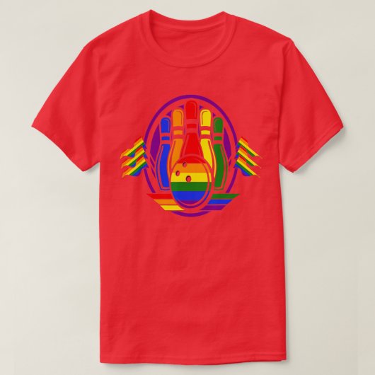 ボーリングレインボーフラッグLGBQクールゲイプライドアルエクア Tシャツ (デザイン正面)
