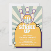 ボーリングレトロ子供の誕生日パーティー 招待状 (正面)