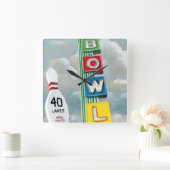 ボーリング場のアートワーク スクエア壁時計 (ホーム)