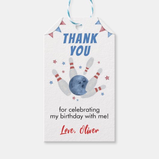 ボーリング子供の誕生日パーティーありがとうギフトラベル ギフトタグ (正面)